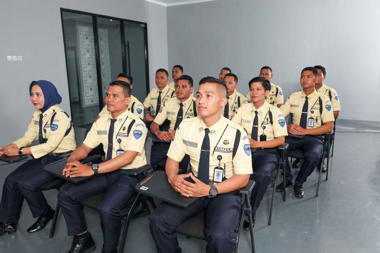 Peserta pelatihan satpam di dalam kelas